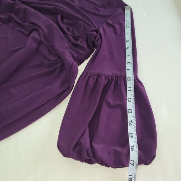 Lauren Ralph Lauren Dress Womens 6 Purple Sinch‎ Side 3/4 Bell Sleeve Scuba Knit - Picture 13 of 14